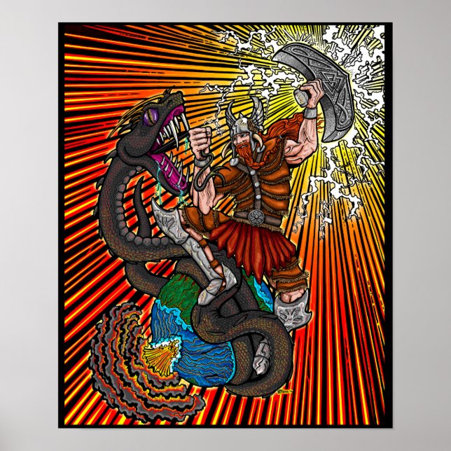 Poster Thor vs Jörmungandr (Devant)