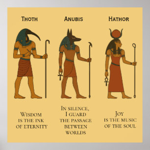 Poster Thoth, Anubis et Hathor - Divinité égyptienne anti