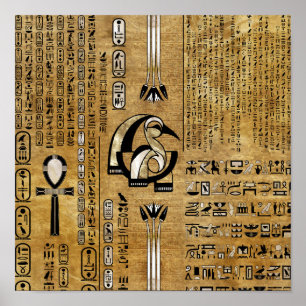 Poster Thoth - Dieu Djhuty égyptien - Or et Perle