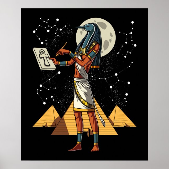Poster Thoth Egyptian God Ancienne Pyramides Mythologie (Devant)