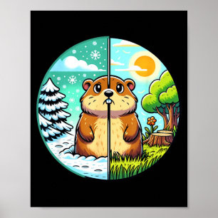 Poster Threadrock Jour de la marmotte hiver ou printemps,