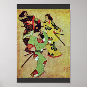 Poster Three Dancing Samurai By Katsushige Iwasa (Best Qu