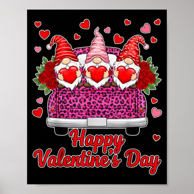 Poster Three Gnomes And Leopard Truck Happy Valentine's D (Devant)