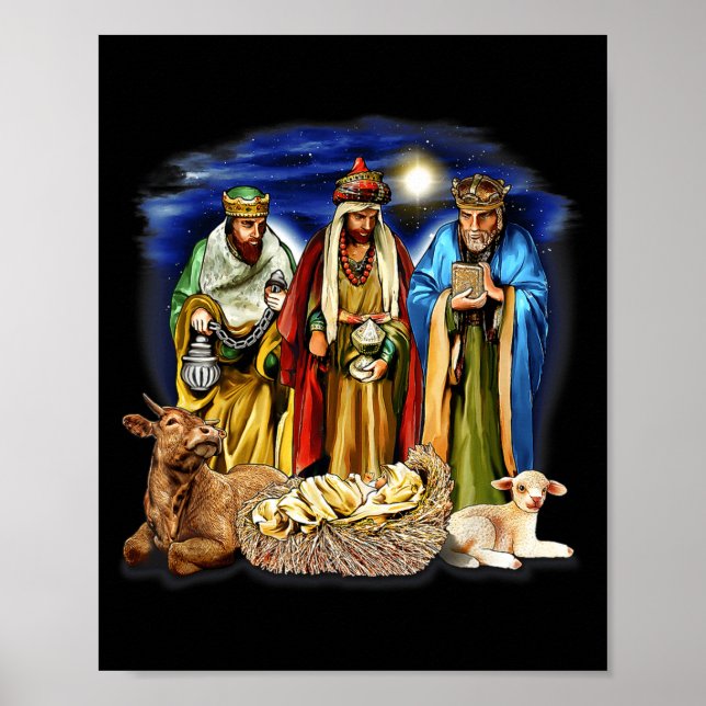Poster Three Kings Shirt Nativity Scene Shirt Christmas S (Devant)