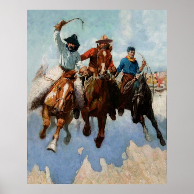 Poster "Three Montana Cowboys" par W Herbert Dunton (Devant)