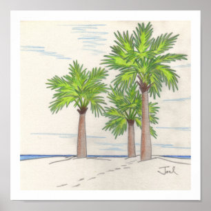 Poster THREE PALMS print (11"x11")