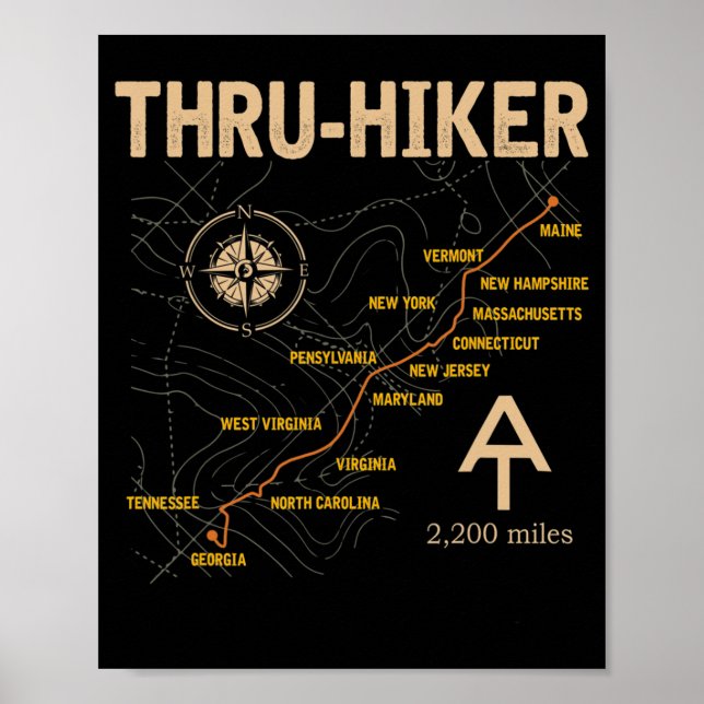 Poster Thruh Hiker Appalachian Trail Randonnée (Devant)