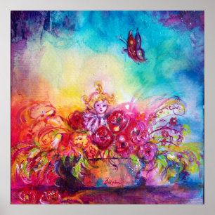 POSTER THUMBELINA,FLOWER BASKET AND BUTTERFLY