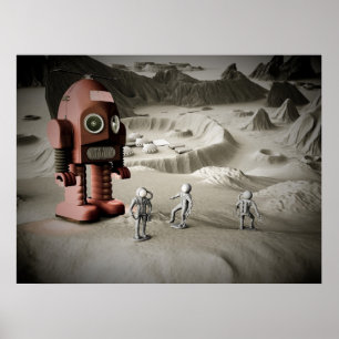 Poster Thunder Robot and Toy Spacemen Retro Styled Print