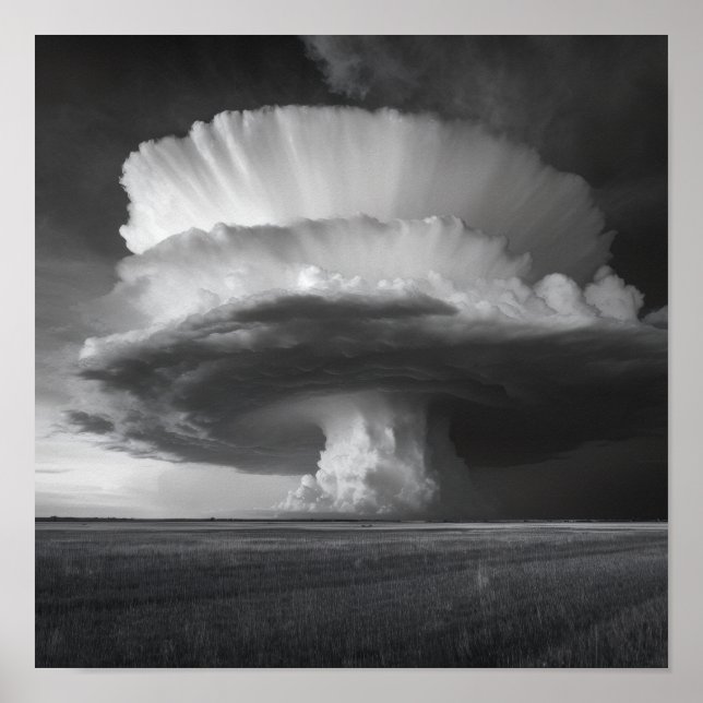 Poster Thunderhead Cloud - Dramatic Black and White (Devant)