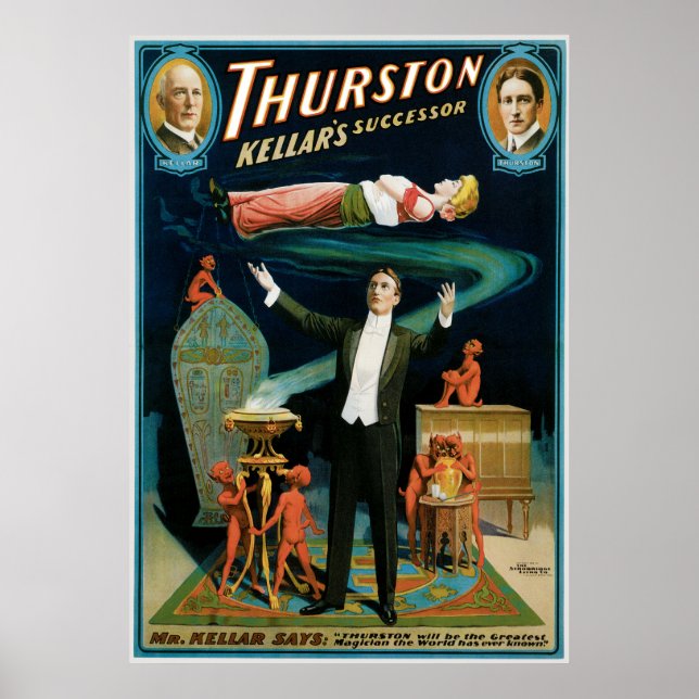 Poster Thurston, Kellers Successeur Magicien vintage (Devant)