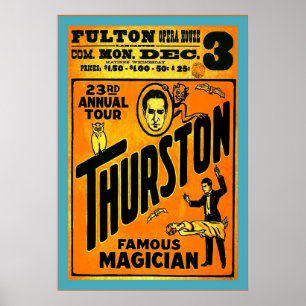 Poster Thurston, magicien célèbre de cru de ~ de magicien