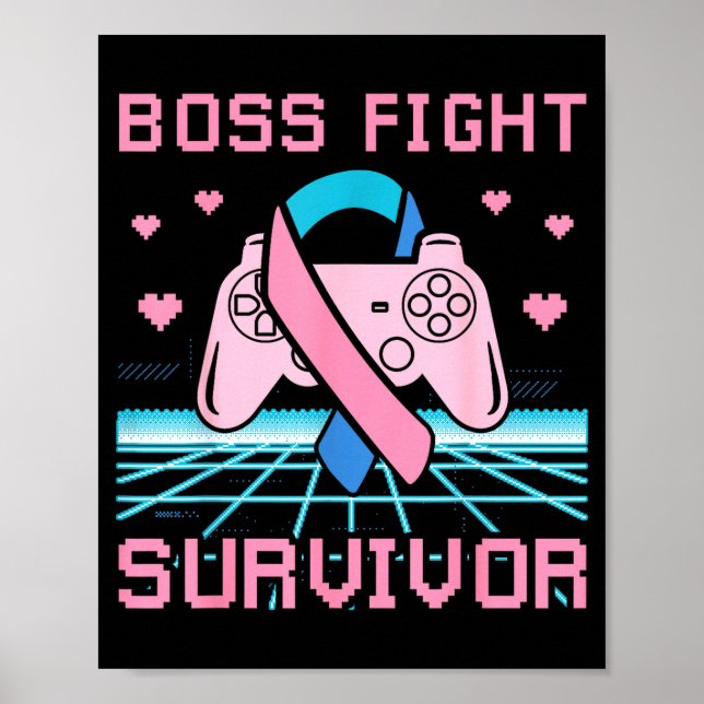 Poster Thyroid Cancer Awareness Boss Fight Survivor Gamer (Devant)