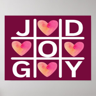 Poster Tic Tac Toe Joie et Dieu Foi chrétienne