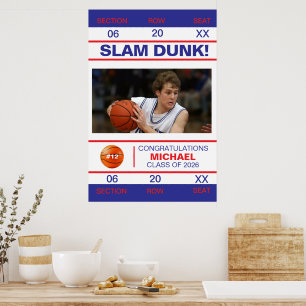 Poster Ticket d'admission de joueur de basketball diplômé