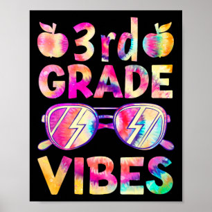 Poster Tie Dye 3e année Vibes Enseignant Premier Jour De