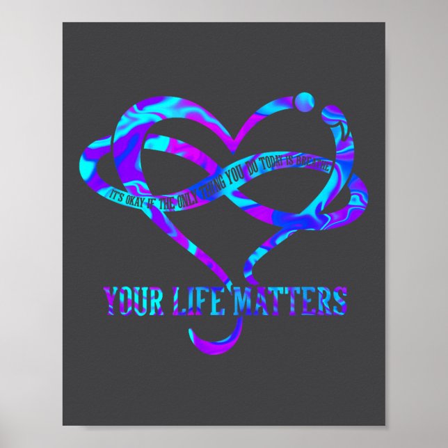 Poster Tie Dye Heart Your Life S Suicide Prevention Aware (Devant)