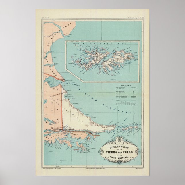 Poster Tierra del Fuego, Îles Malvinas, Argentine (Devant)