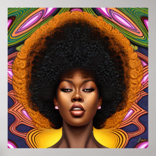 Poster Tiffany Queen Golden Brown cheveux Black Melanin A