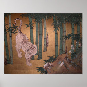 Poster Tiger à Bamboo Grove by Kano Tan-yu