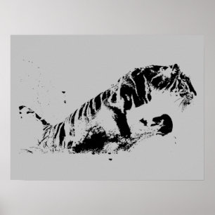 Poster Tiger Attaquer Pop Art