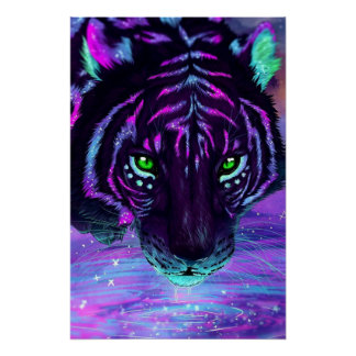 POSTER TIGER AVEC COULEURS CLAIRES