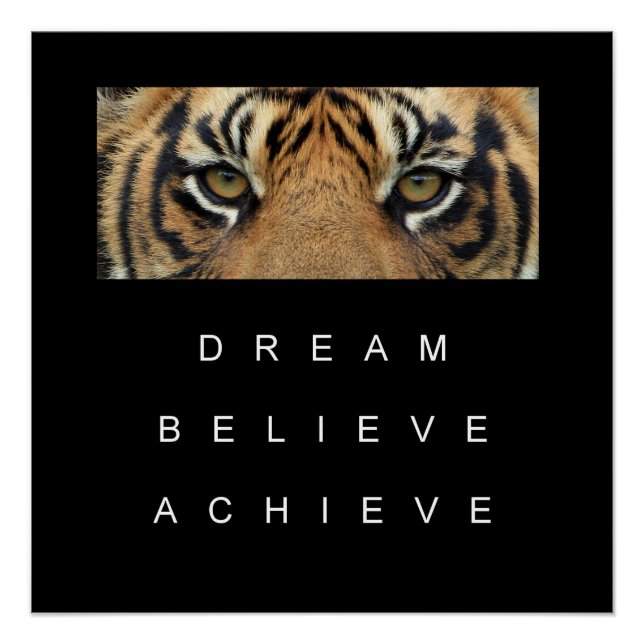 Poster tiger eyes performance motivation citation (Devant)
