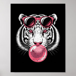 Poster Tiger Face Pink Sungles Jungle Vibes Amoureux des