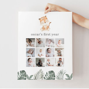 Poster Tiger Green 1er Anniversaire Photo Collage