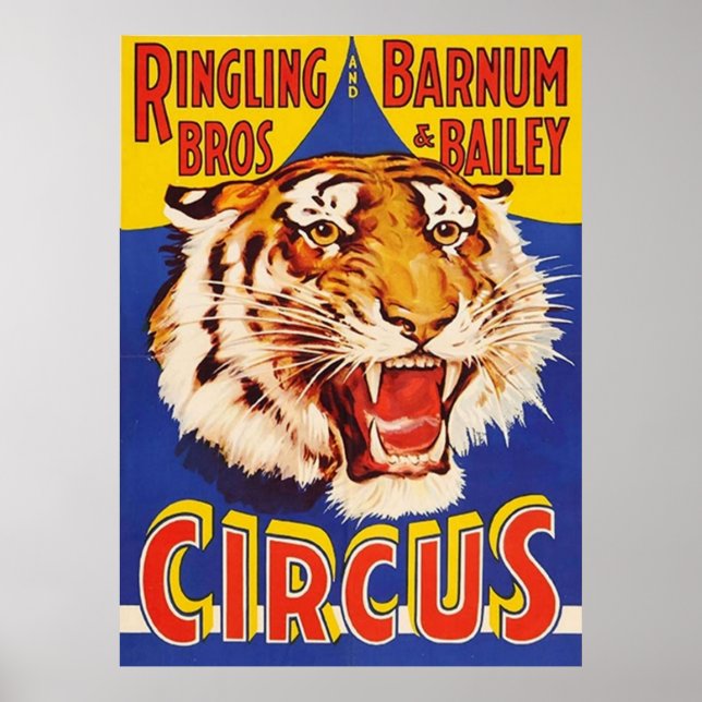 Poster TIGER Growl Cirque Sonnerie Bros Cirque Animal Vin (Devant)