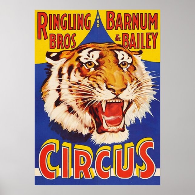 Poster TIGER Growl Cirque Sonnerie Bros Cirque Animal Vin (Devant)