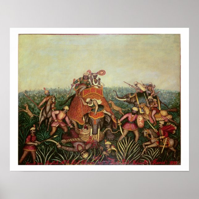 Poster Tiger Hunt, 1892 (huile sur toile) (Devant)