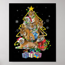 Tiger Noël Arbre Neige Drôle Tiger Noël Cadeau