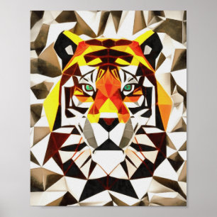Poster Tiger Tiger Effrayant Symétrie Art géométrique