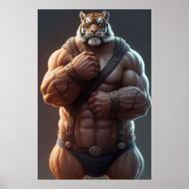 Poster Tigre anthropomorphique | Bodybuilder | ART NUMÉRI