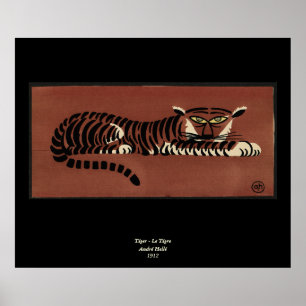 Poster Tigre - Antiquaire, Illustration de livre coloré