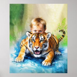 Poster Tigre avec bébé