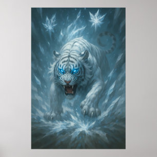 Poster Tigre blanc de givre – Empereur du royaume gelé – 