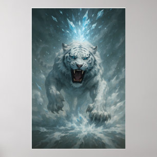 Poster Tigre blanc de givre – Empereur du royaume gelé –