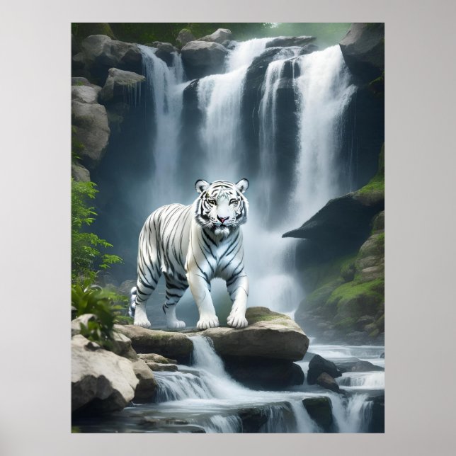 Poster Tigre blanc du Bengale dans la nature (Devant)