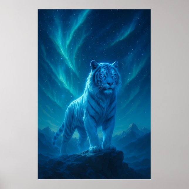 Poster Tigre Blanc Fantastique – Série Aura Mystique (Devant)