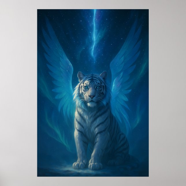 Poster Tigre Blanc Fantastique – Série Aura Mystique | Ma (Devant)