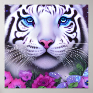 Poster Tigre blanc surréaliste