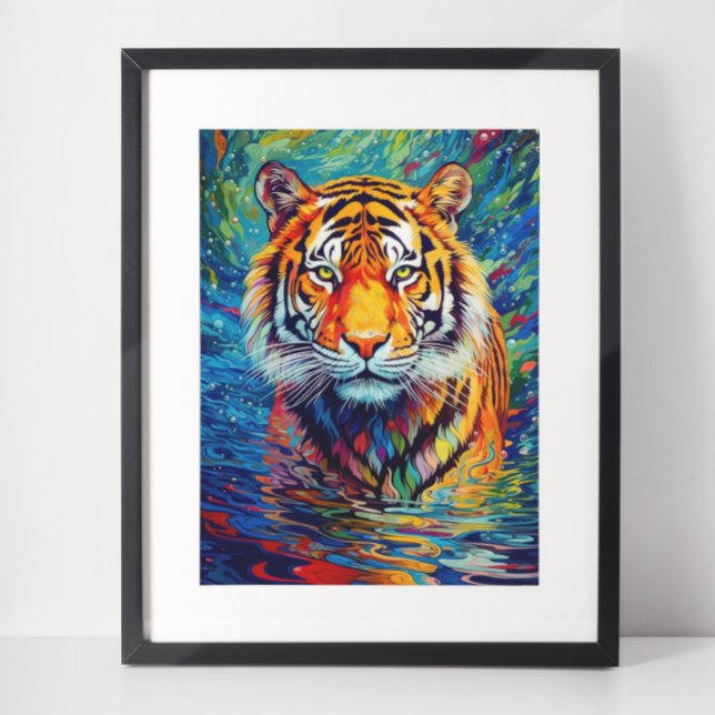 Poster Tigre coloré Peinture Abstraite (Créateur téléchargé)