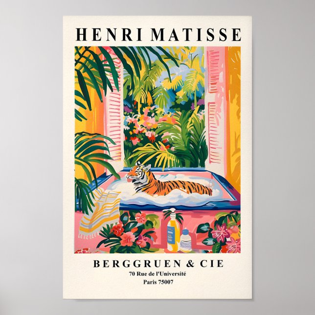 Poster Tigre Dans La Baignoire Drôle Poster, Décor Dopami (Devant)