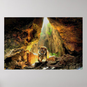 Poster Tigre de Bengale en caverne