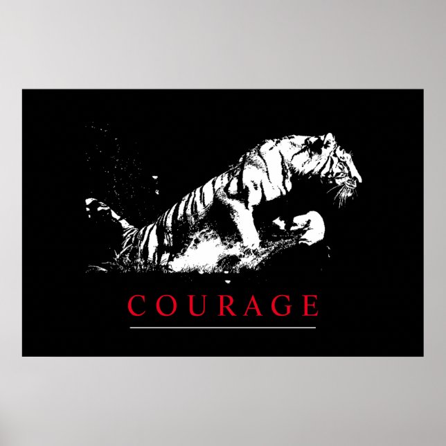 Poster Tigre de courage motivationnel (Devant)
