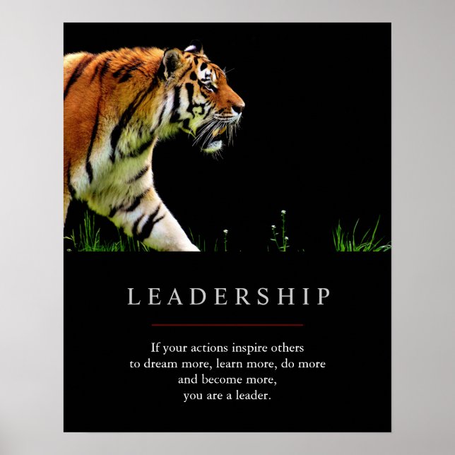 Poster Tigre de leadership motivationnel unique tendance (Devant)