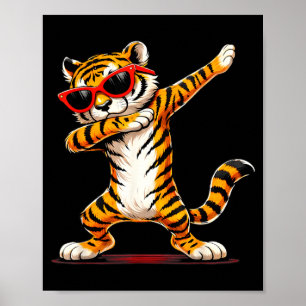 Poster Tigre Drôle Faisant Dab En Portant Des Lunettes De