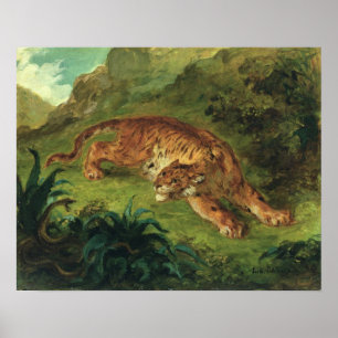 Poster Tigre et serpent, 1858